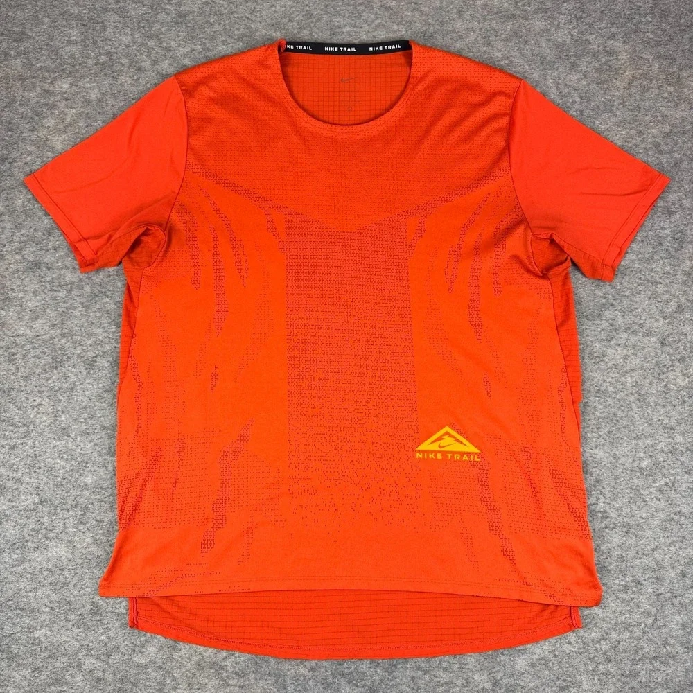 Nike Trail Rise 365 Dri Fit Shirt Polyester Orange Mens Large L